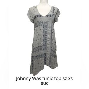 Johnny Was Tunic Top Size XS Grayish Blue/navy blue Euc